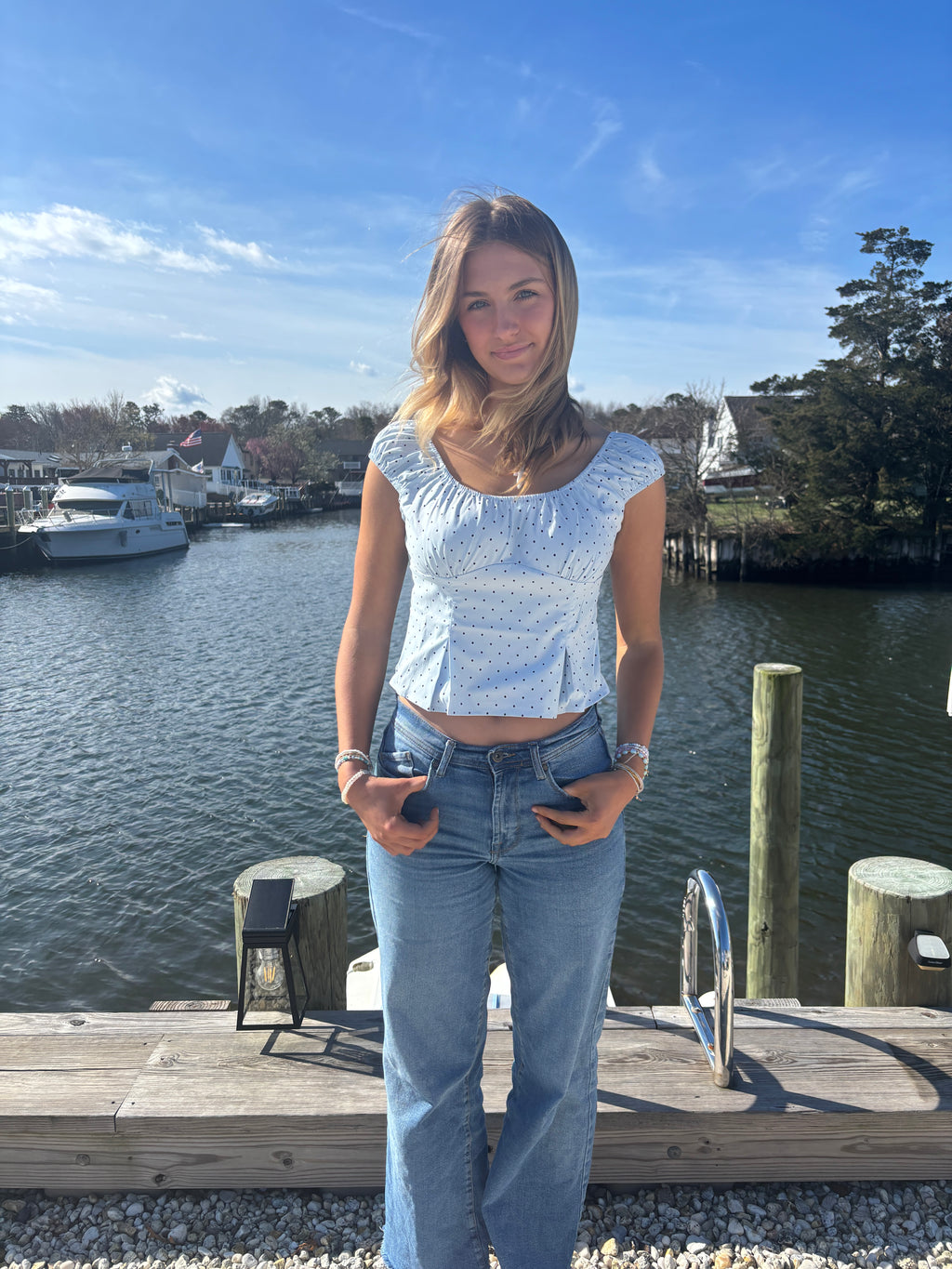 Blue Polka Top