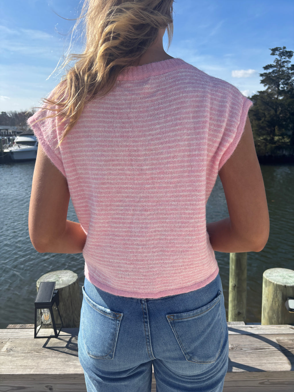 Pink Striped Cardigan