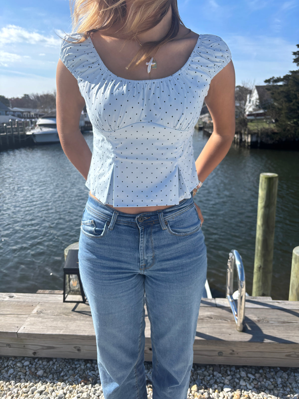 Blue Polka Top