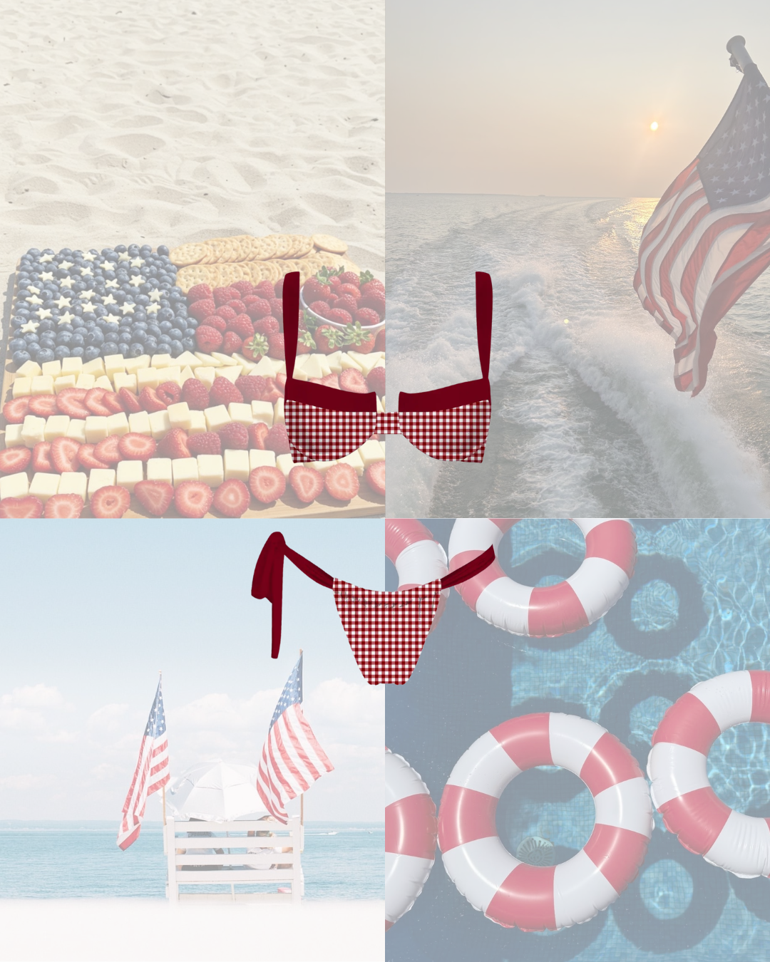 Red, white & darling swim set