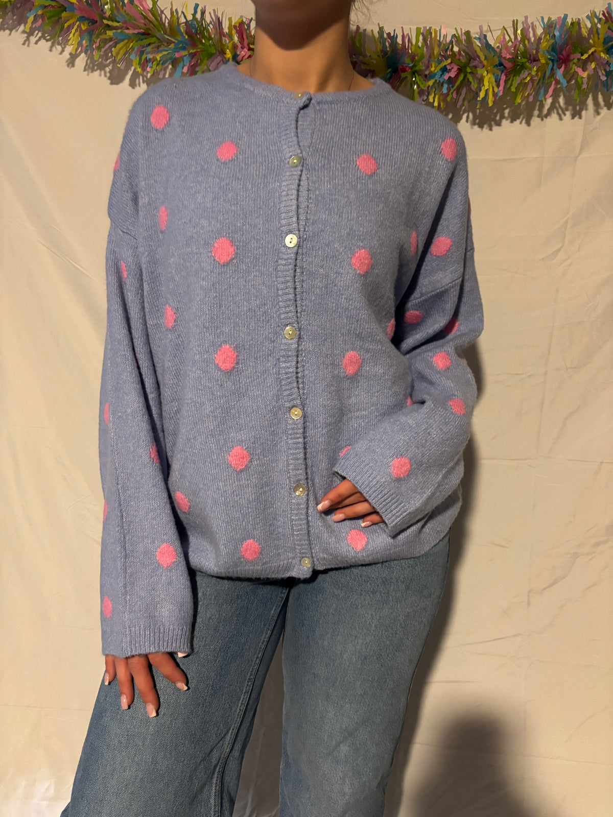 Blueberry Blush Polka Cardigan