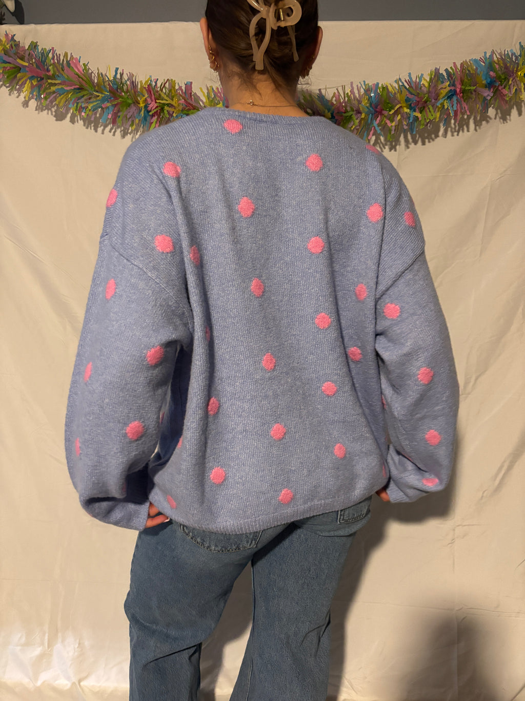 Blueberry Blush Polka Cardigan